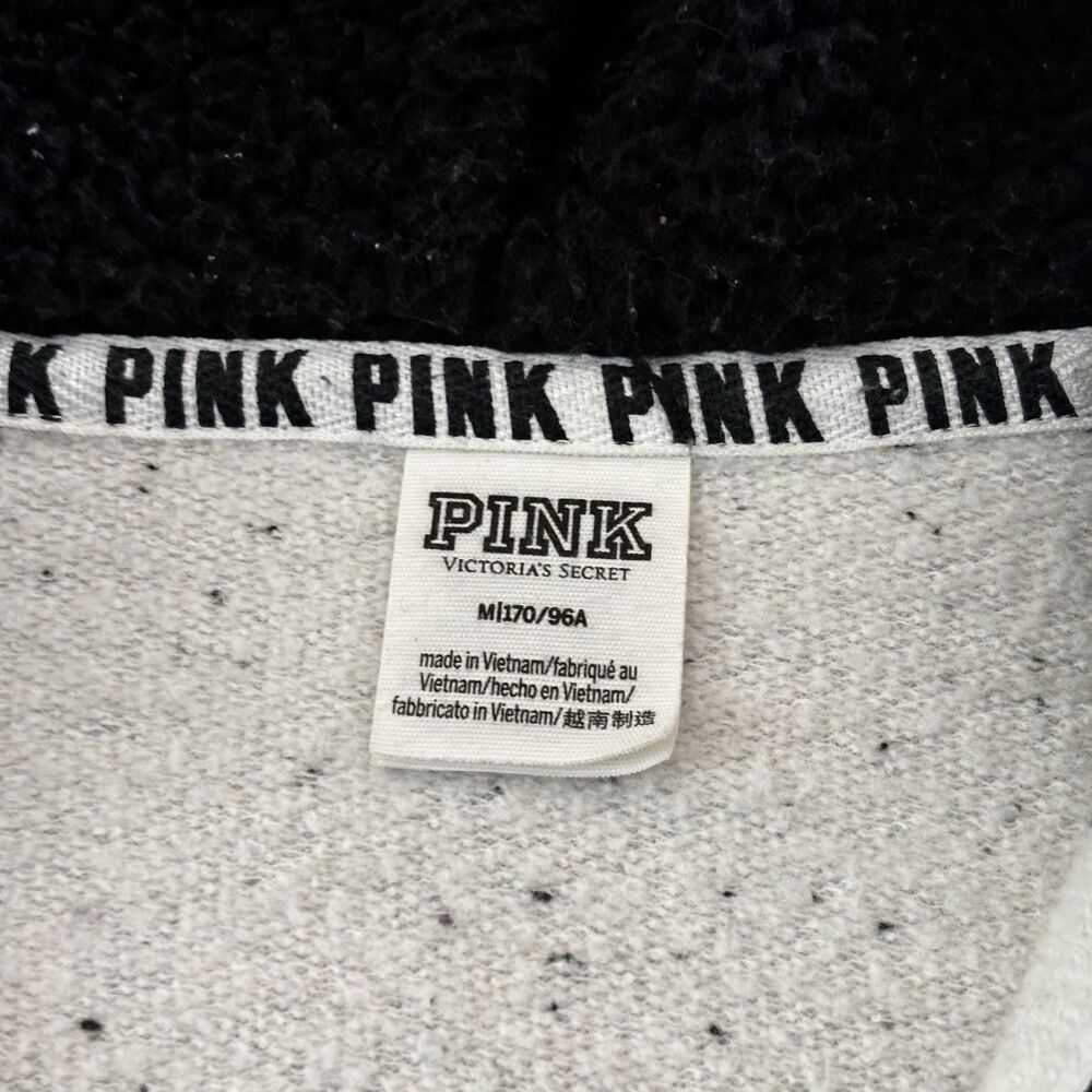 Victoria's Secret PINK Hoodie Silver Sequin Bling Pup Dog Logo Pullover Medium - Picture 6 of 16